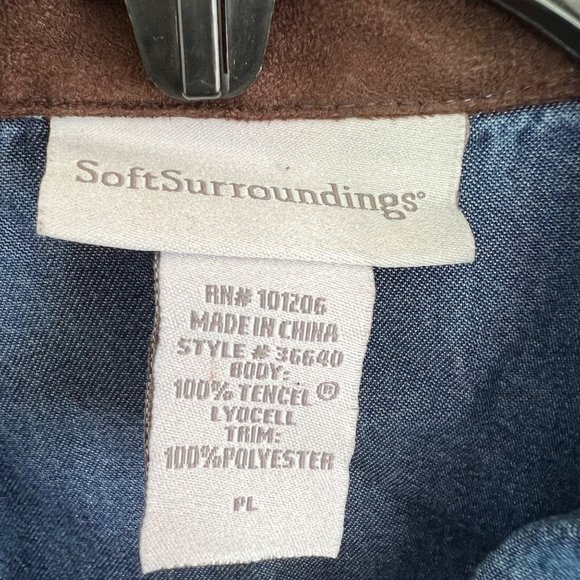 Soft Surroundings Petite Large Chambray Tencel Lyocell Button Up Long Sleeve Shi - Picture 2 of 7